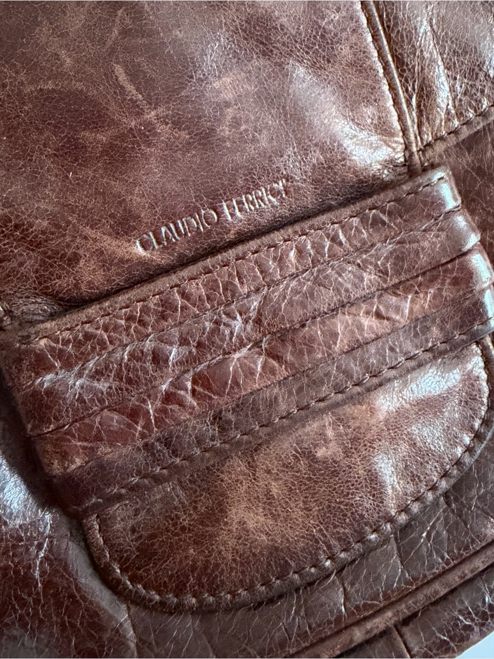 Claudio Ferrici Brown Leather Crossbody Saddle Bag - Picture 3 of 14